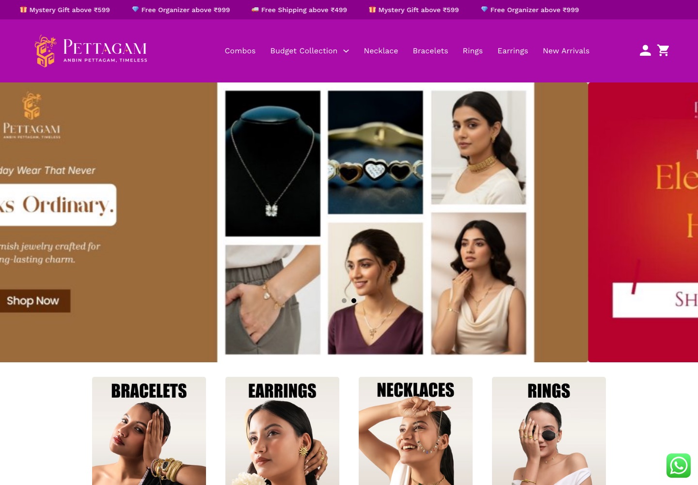 Ecommerce Store for Pettagam Jewellery