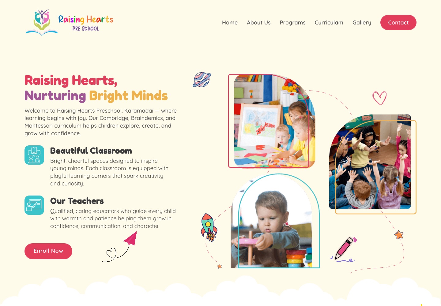 Preschool Website for Raising Hearts